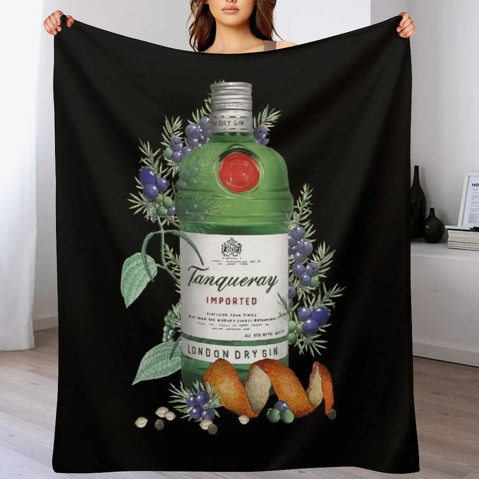 

Gin Tanqueray illustration Throw Blanket Loose Designers Travel Blankets For Sofas Blankets