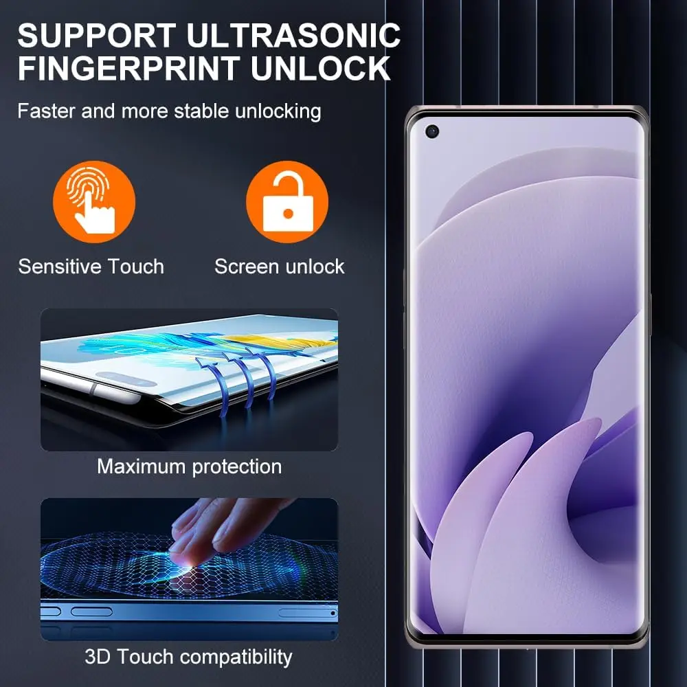 For OPPO Find X3 Neo X3 Pro, 9H Curved Four Sides Glue Screen Protector 2/4Pcs HD Tempered Glass