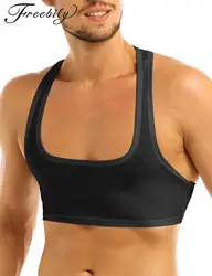 Mens Sleeveless Y Back Muscle guys sleeveless Tank Top Clubwear Stage Costume Crop Tops Performance Tank Tops Male Fitness Vest