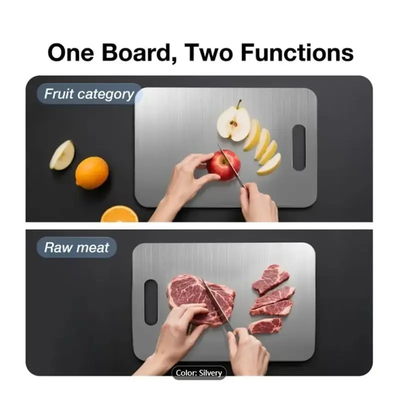 VEHO-3PCS 100% Pure Stainless Steel Cutting Board Set, Double-Sided Food-Grade Boards, Dishwasher Safe