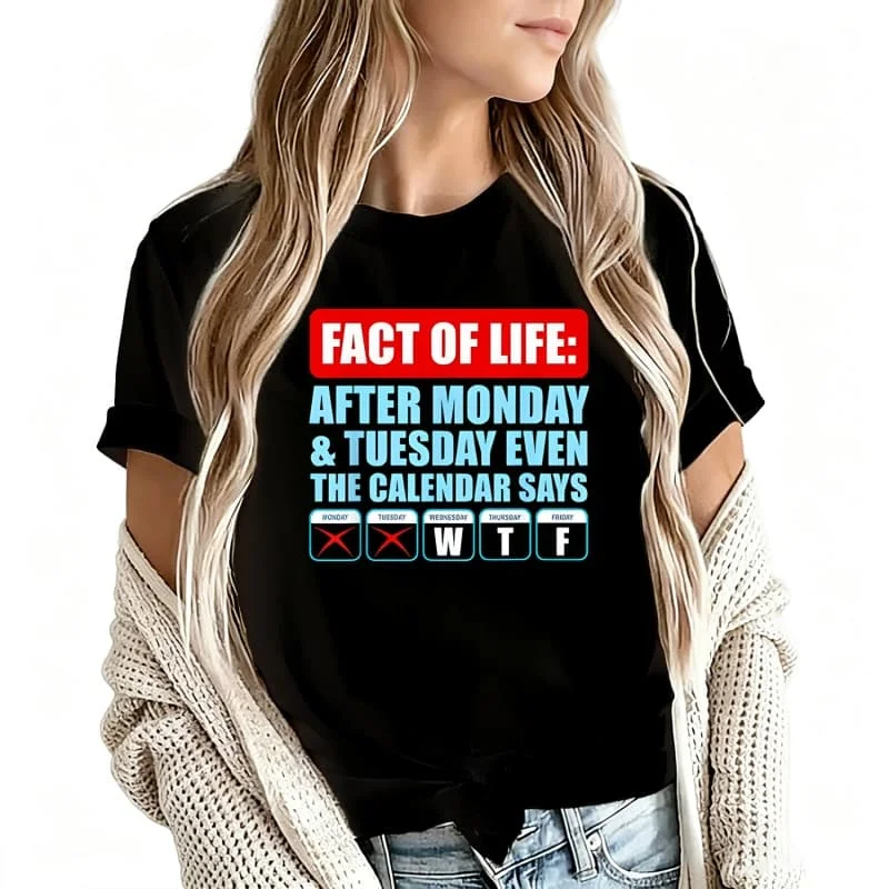 Fact of Life Women's T-Shirt 100% Cotton Funny Graphic Short Sleeve Tee Novelty Shirt Casual Crew Neck Top S-5Xl