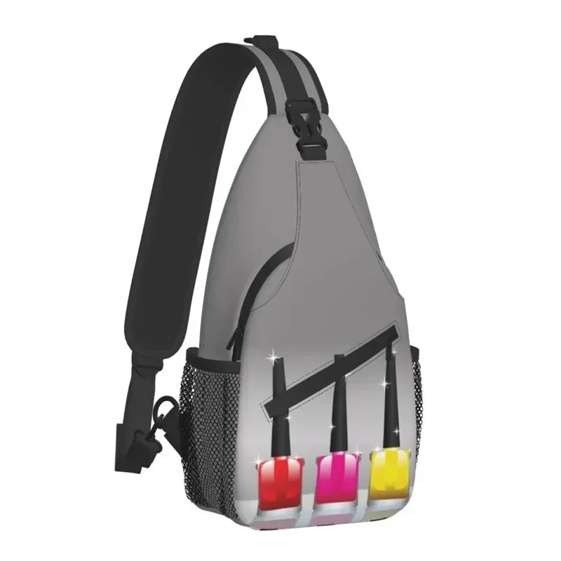 Casual Colorful Nail Polish Bottles Sling Crossbody Backpack Men Manicurist Gift Shoulder Chest Bag for Hiking