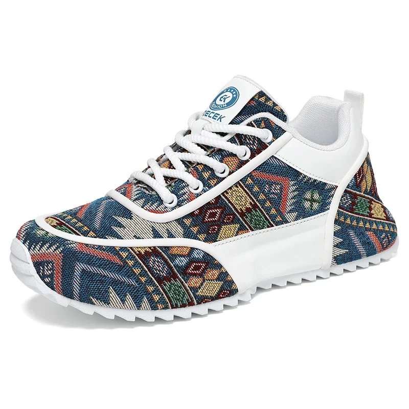 أحذية رياضية كاجوال للرجال مطبوعة من القماش أحذية مسطحة عالية الجودة للزوجين نعل سميك مانعة للانزلاق أحذية بدون كعب للمشي للطلاب للرجال
