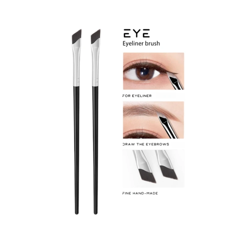 10 ชิ้น/หมวด Multi-Purpose เฉียงโลหะ Ferrule สีดํา Handle Eyebrow Eyeliner Outline Smudge เครื่องสําอางค์แปรง