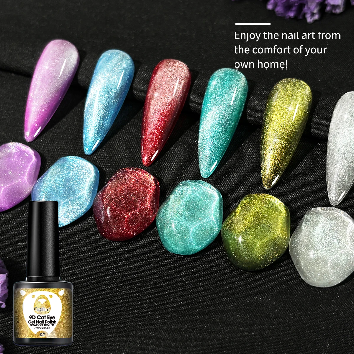 مجموعة طلاء أظافر جل عين القطة من جريليم مع مغناطيس، 4 ألوان ملصقات مغناطيسية لعين القطة لسهولة الإزالة - طراز هلامي شفاف #5