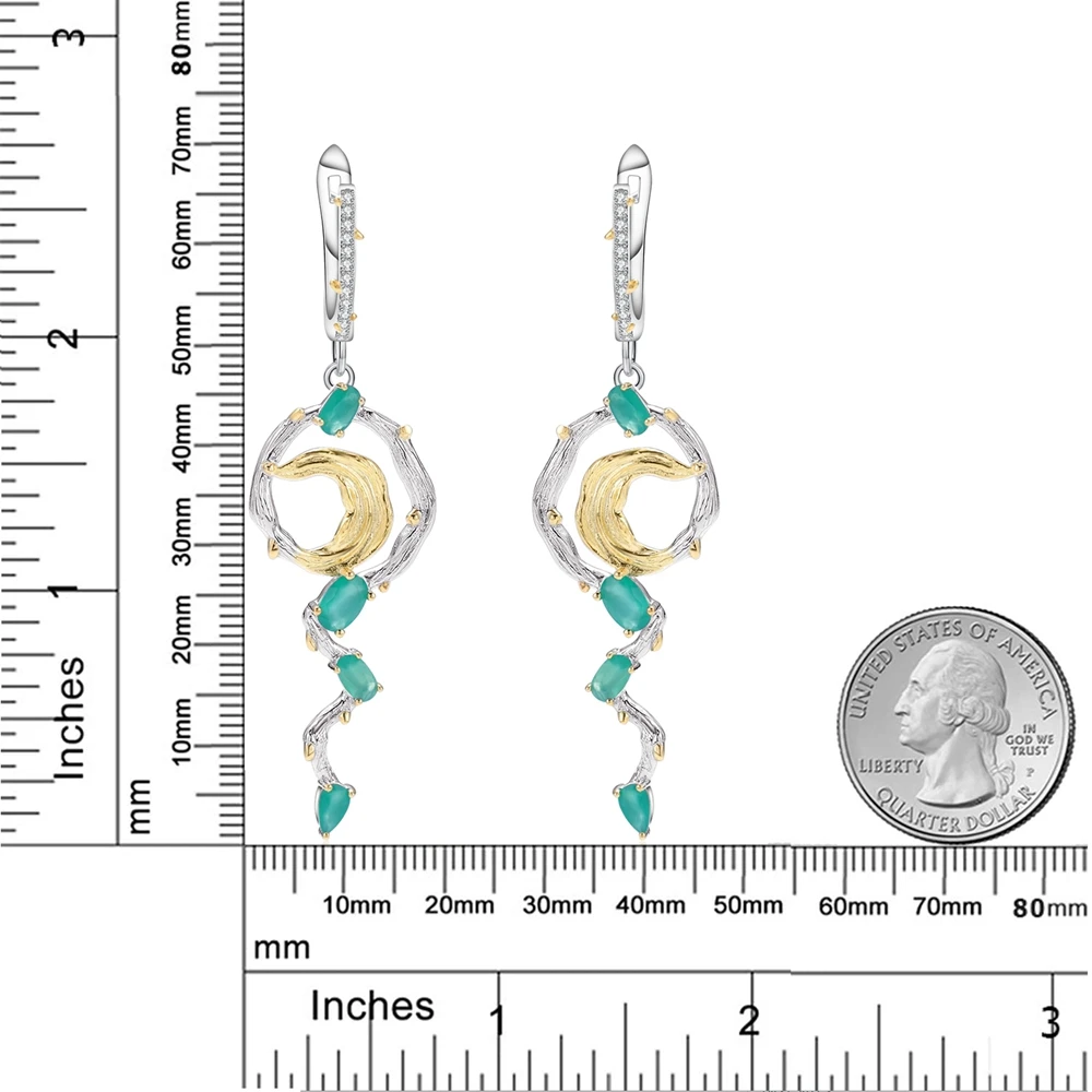 GEM'S BEAUTY Vine Natural Style Design Earrings For Women 925 Sterling Silver Creative Drop Earrings Handmade Fine Jewelry