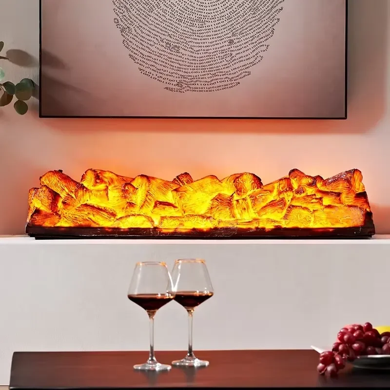 for Freestanding Electric Fireplace Simulated Charcoal Flame LED Lamp with Adjustable Thermostat Overheating Protection Home