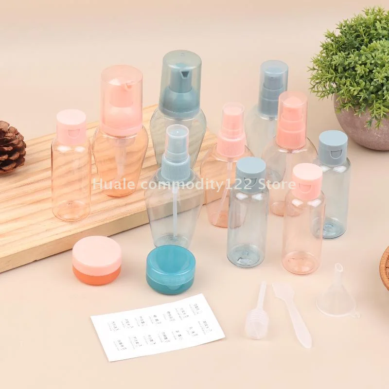 مجموعة محمولة مكونة من 10 قطع بحجم طيران وحاويات مستحضرات التجميل وزجاجات السفر ومجموعة أدوات الزينة المقاومة للتسرب لشامبو الغسول