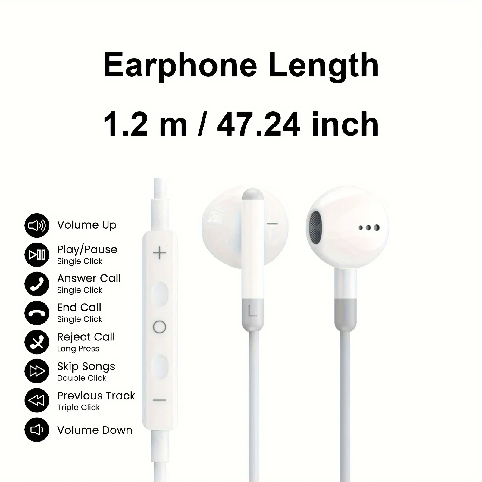 HIfi Headphones For Apple iPhone 15 Pro Max Half-in-Ear With Microphone Wired Earphone For Samsung Huawei Xiaomi USB-C Earphones image 3