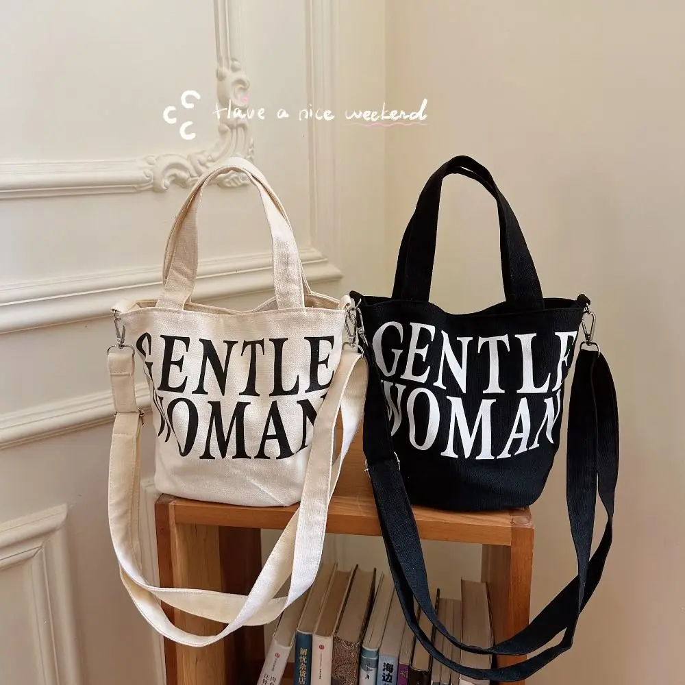 Fashion Canvas Shoulder Bag Casual Large Capacity Gentlewoman Tote Bag Letter Printing Underarm Bag Woman\'s Handbag