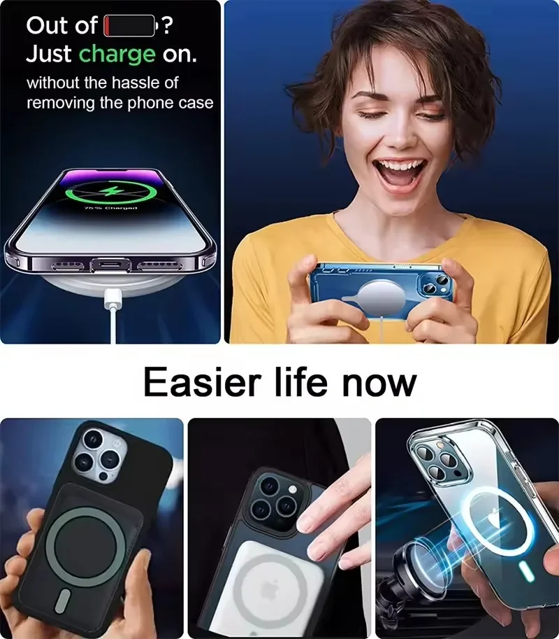 1-5PCS Metal Plate Sticker Ring For Magsafe Wireless Charger For iPhone Samsung Mobile Phone Magnetic Car Mount Holder Universal