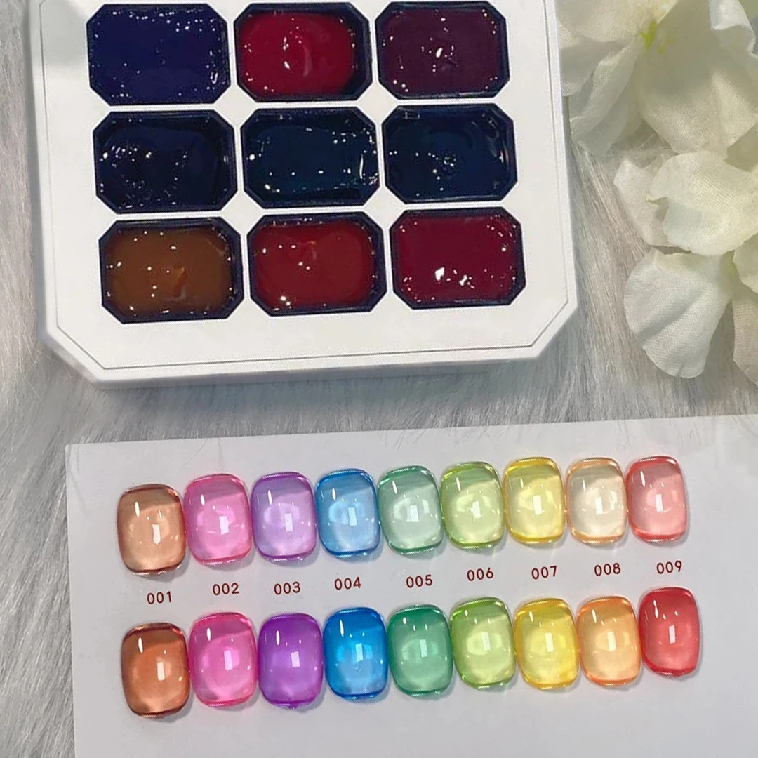 1pc Solid 9-grid Nail Patting Painting UV Gel Nail Polish Color Adhesive Nail Art Soak Off Creation LED Gradient Gel Varnish