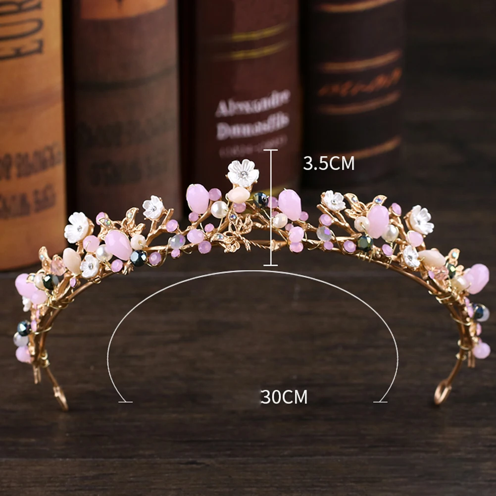 

Crystal Crown Headband with Floral Design Bridal Wedding Hairband Elegant Party Accessory for Women Special Occasion Hg253