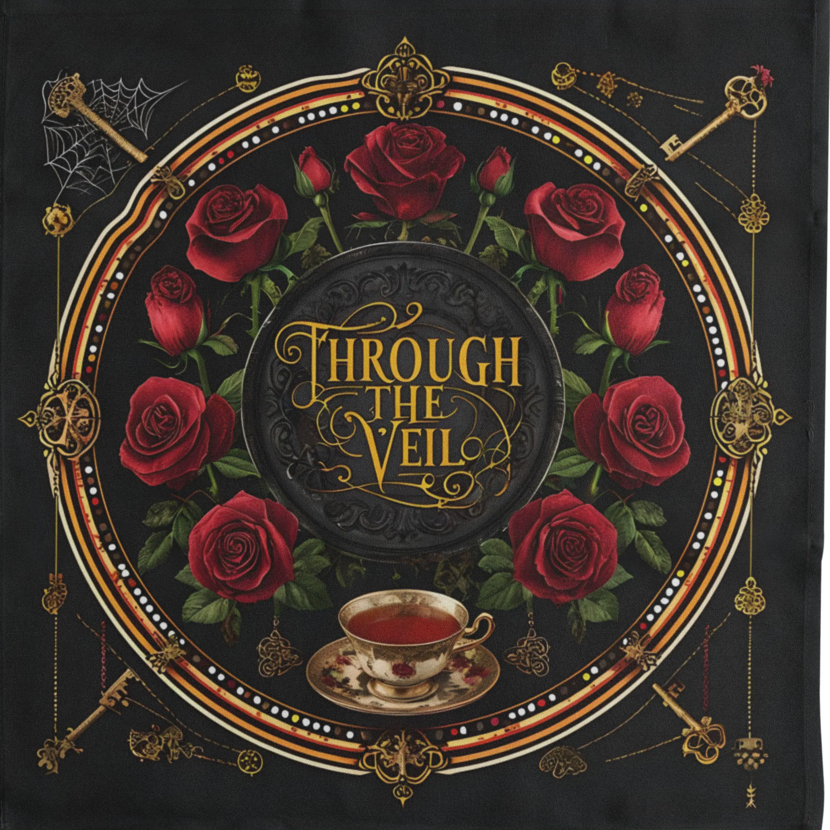 Tarot Cloth Neutral Tarot Cloth Three Card Spread Dark Red Rose Perspective Gate Tarot Tablecloth Gothic Retro Style Altar Cloth