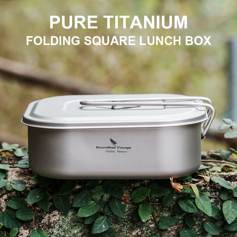 

Pure Titanium Folding Square Lunch Box,Thick,Portable,Ultra Light Healthy,Outdoor Camping,Picnic,Travel,Open Flame Bento Box