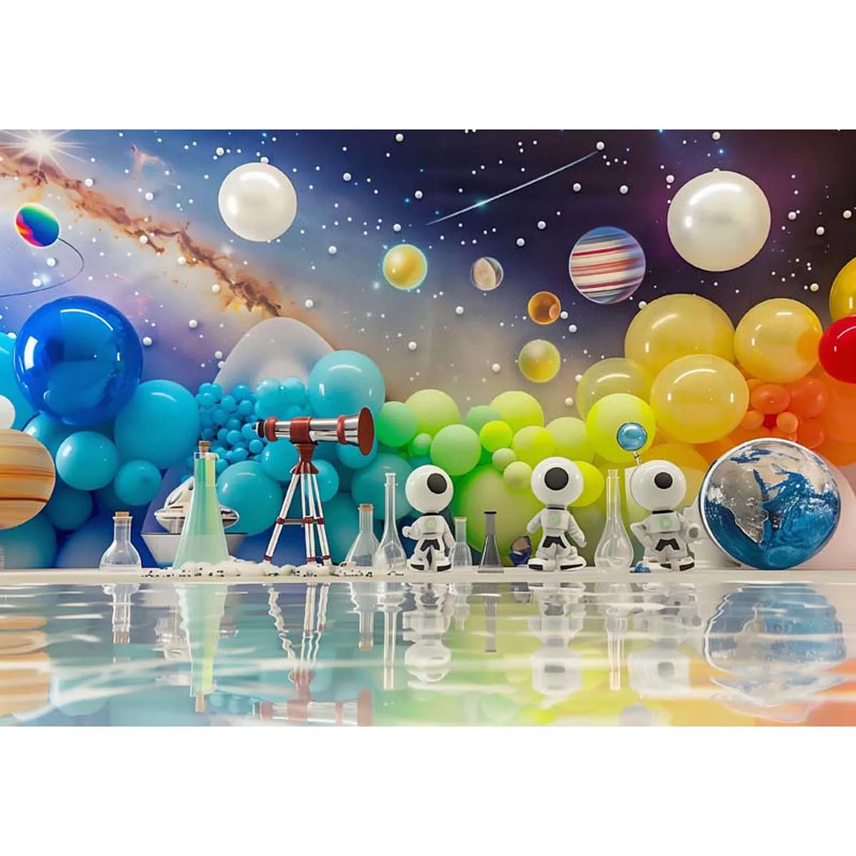 Allenjoy Galaxy Planet Robot Science Backdrop