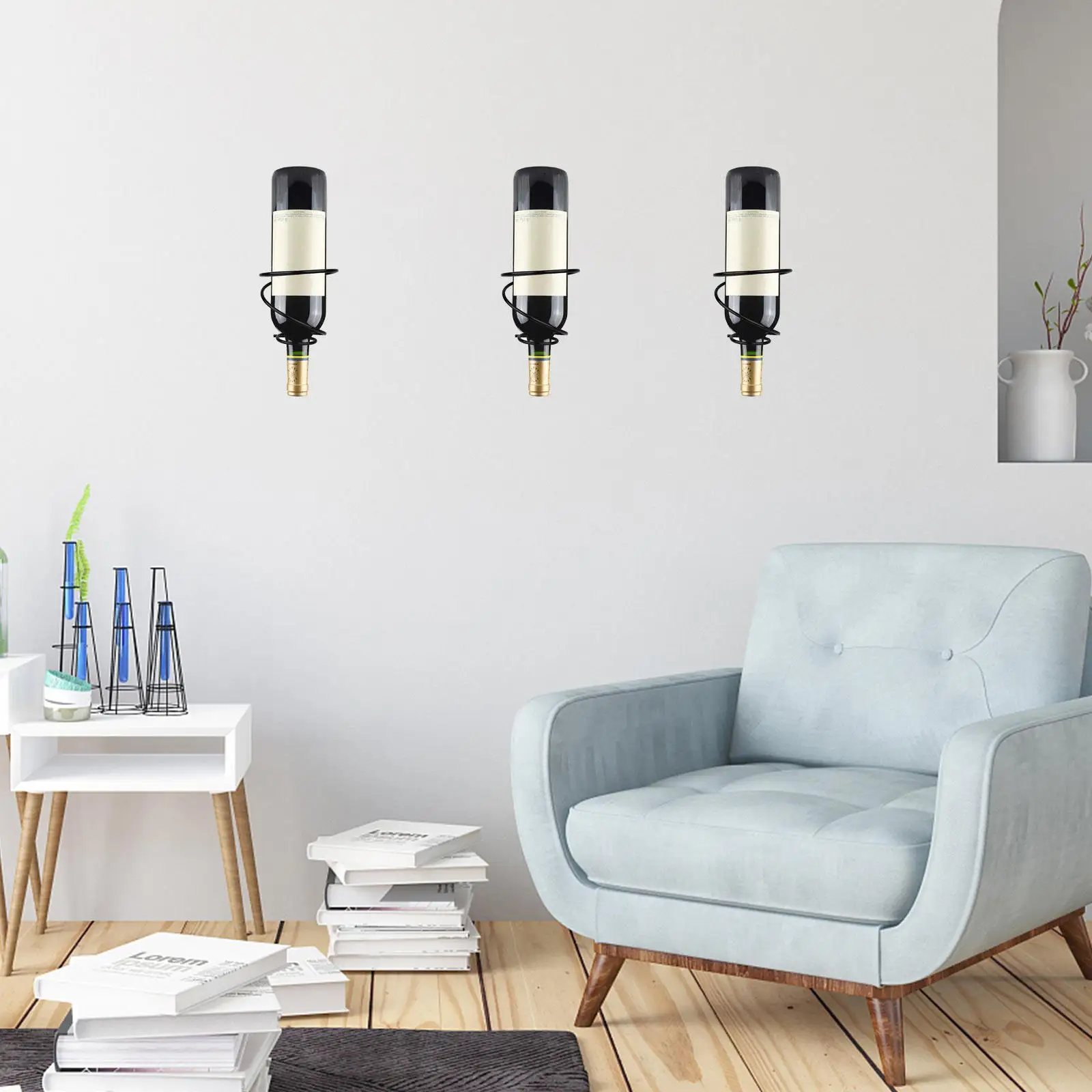 2Pcs Modern Wall Wine Rack Single Bottle Holder High Grade Iron Wine Display Stand for Kitchen Bar Living Room Decoration