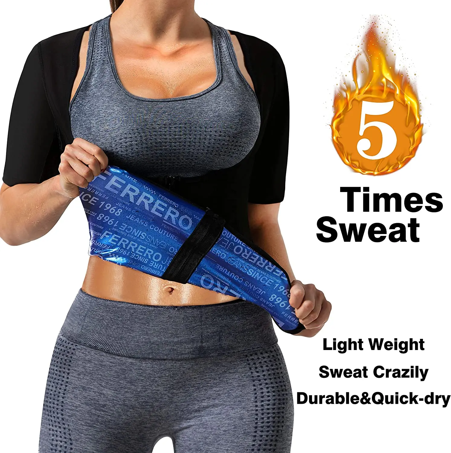 

Sauna Shirt for Women Weight Loss Sauna Suit for Women Waist Trainer Sweat Vest Workout Weight Body Shaper