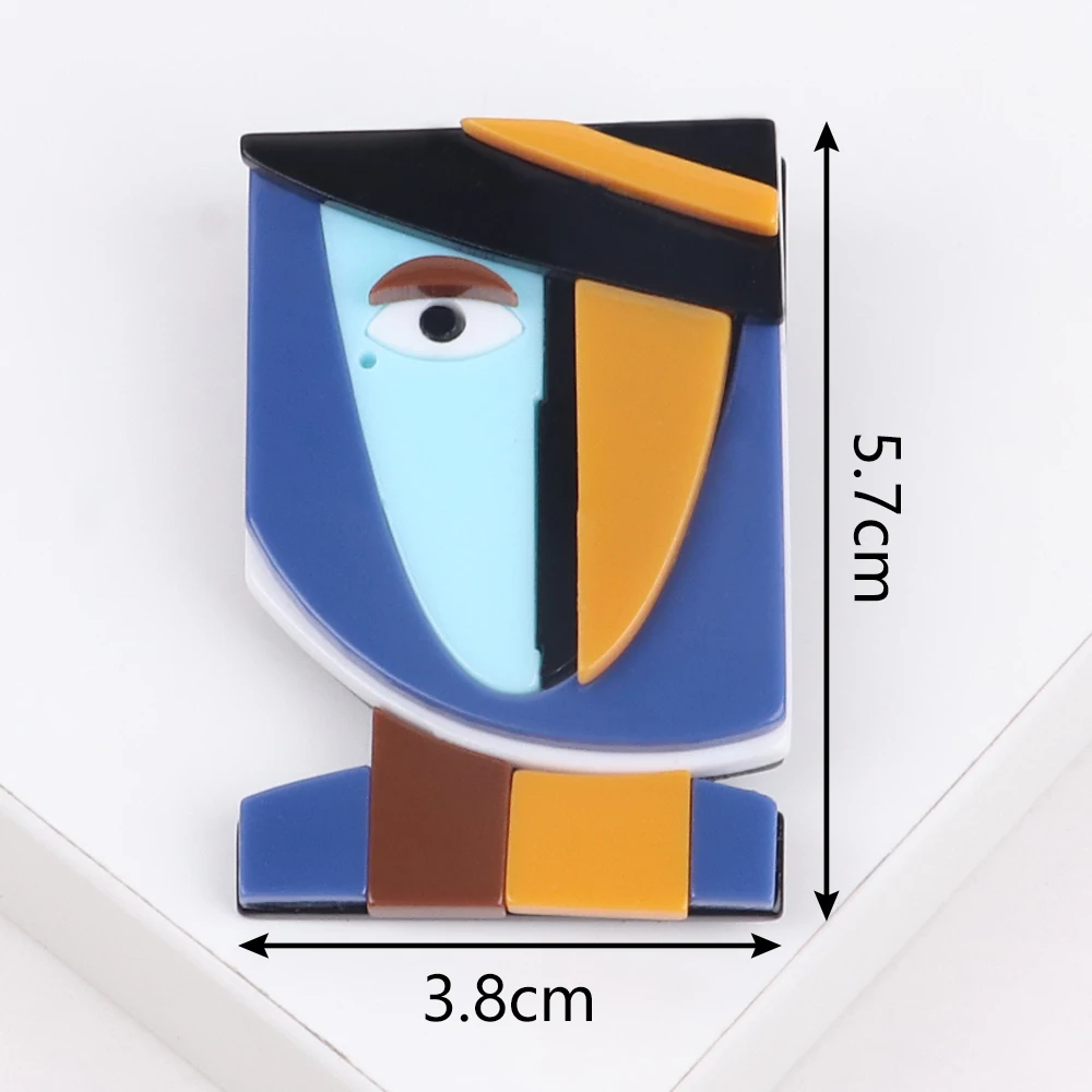 New Fashion Cartoon Abstract Human Face Brooch Lapel Pins for Women Colorful Acrylic Brooches Badge Pin Jewelry Christmas Gifts