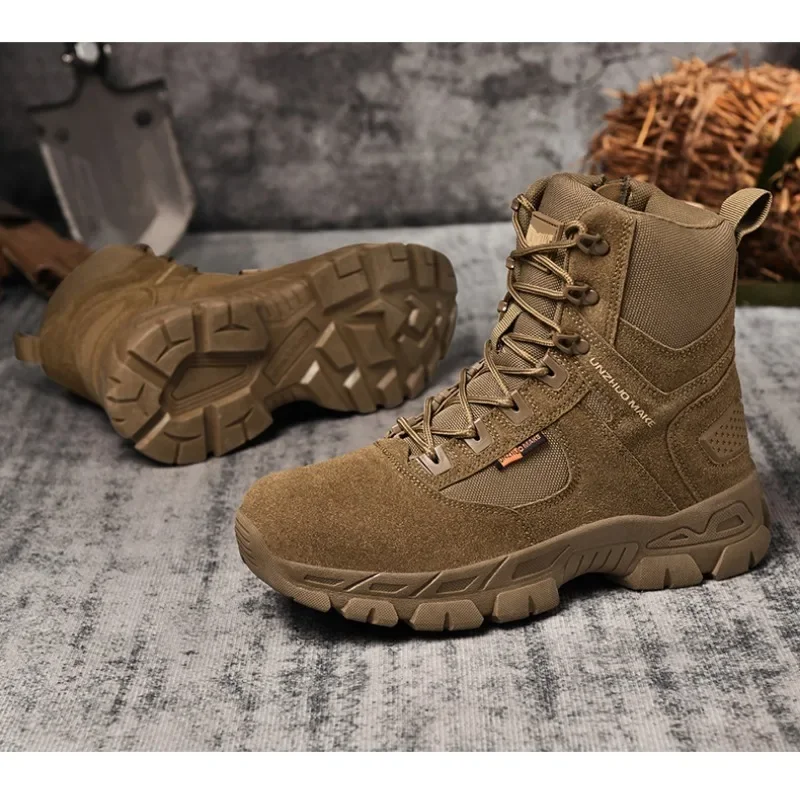 Outdoor Boots Men Combat Ankle Boots Waterproof Outdoor Hiking Shoes Desert Tactical Mens Boots Wear-resisting Training Boots