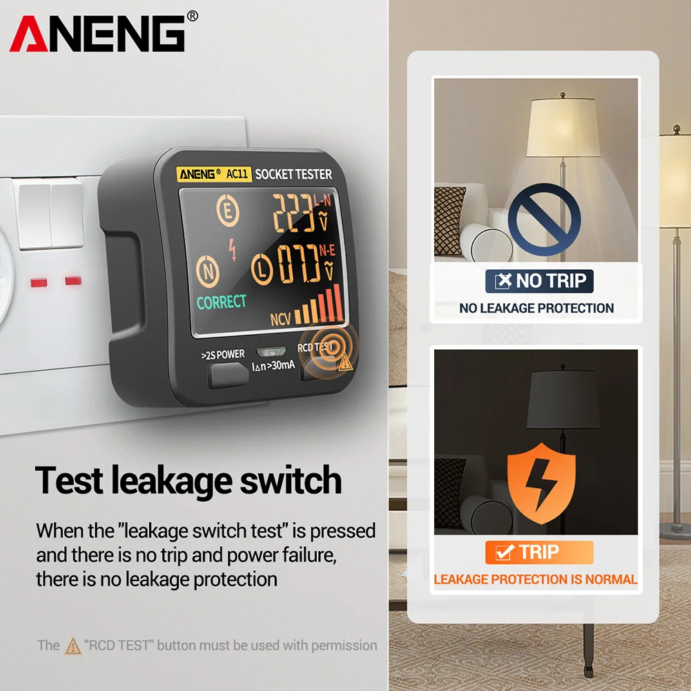 ANENG AC11 Smart Presa di corrente digitale Tester Pro Test di tensione Presa Rivelatore EU/US/UK Tester batteria universale Strumento di controllo