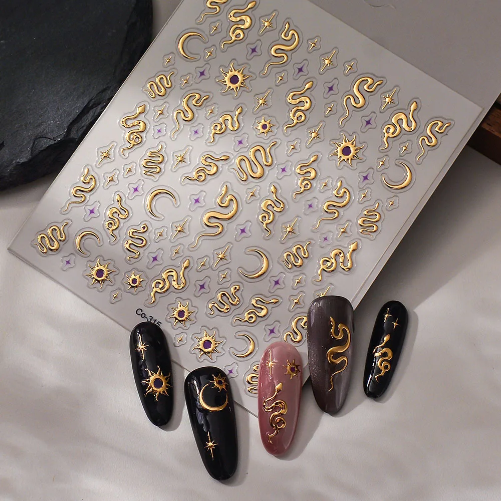 Neue viersternige Angel Eye 5D-Nagelaufkleber mit Reliefmotiv der zwölf Tierkreiszeichen, Schlangenaufkleber, handgefertigte Nagelkunst, Weißgold
