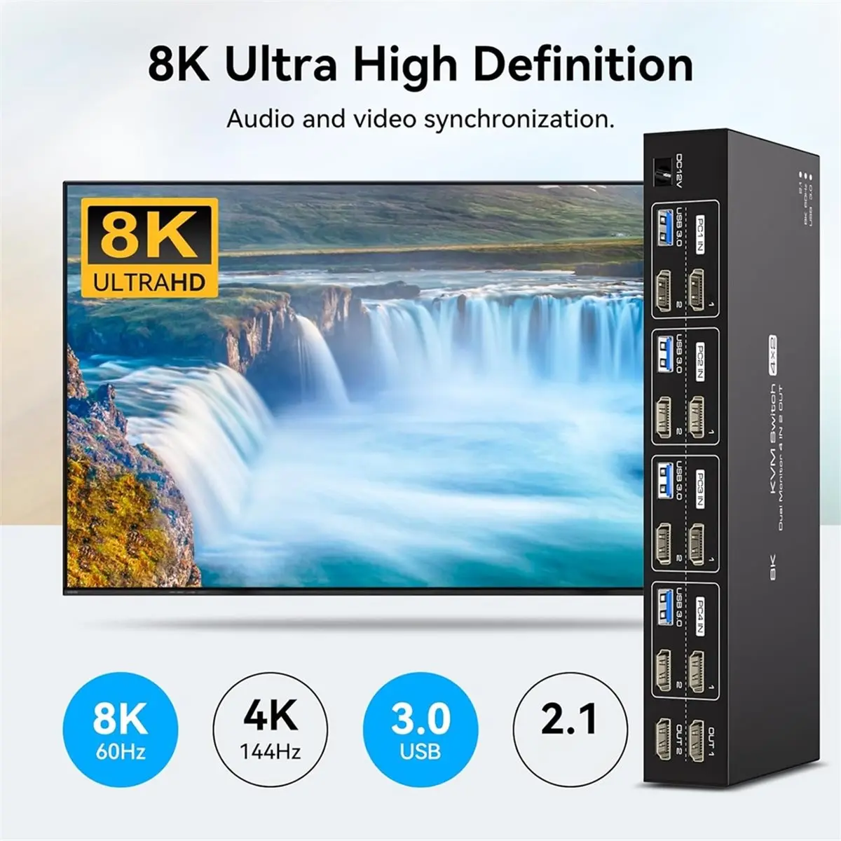 4K120Hz -Compatible KVM Switch 2 Monitors 4 Computers 8K60Hz EDID Emulation 4 Port Dual Monitor KVM Switches EU