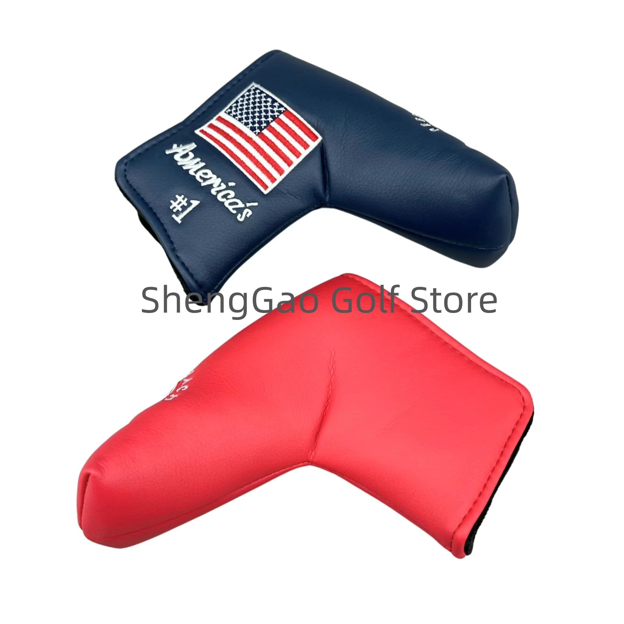 1Pc Golf Putter Cover Pu Leather Sluiting Grenen Patroon Golf Club Cover Blade Putter Cover Protector