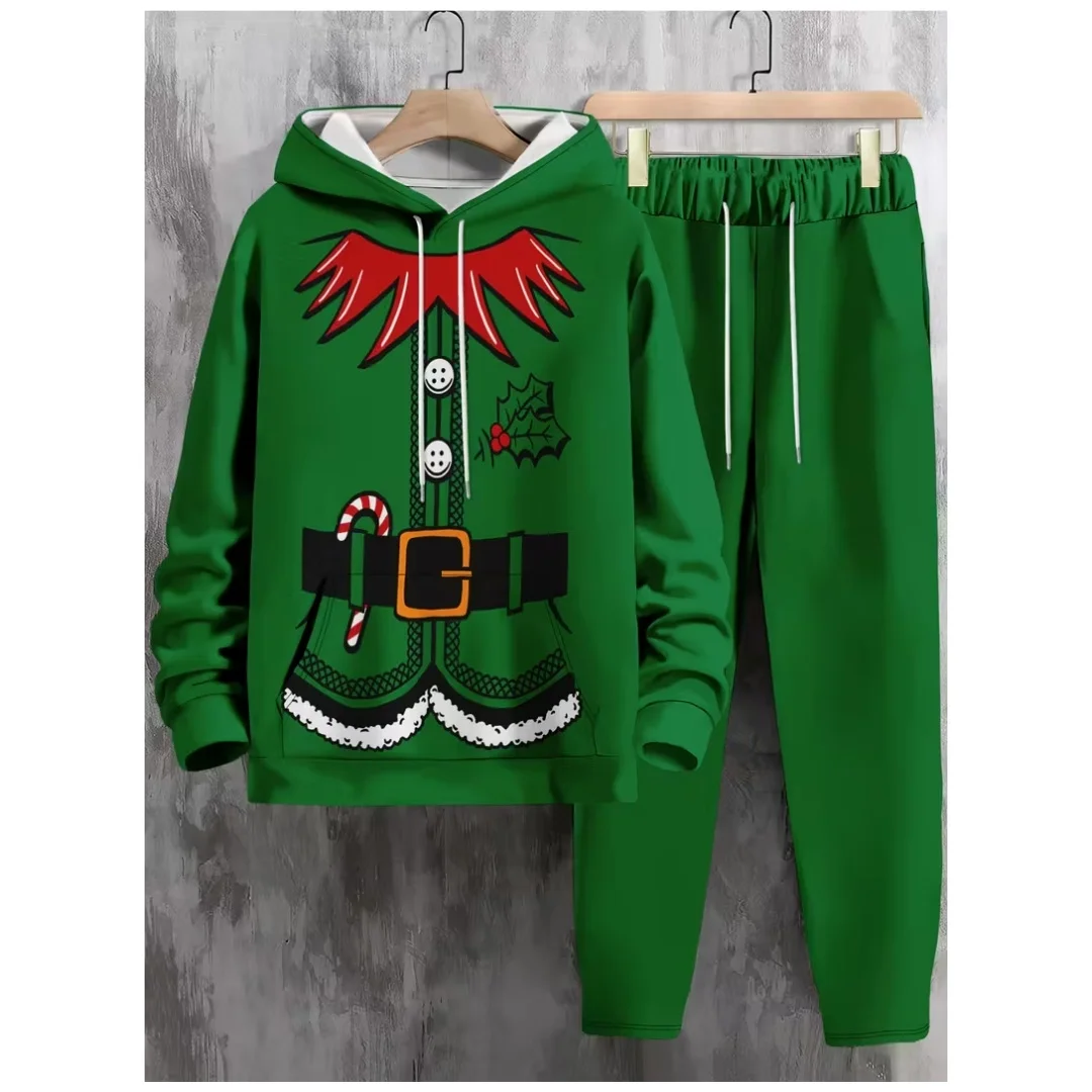 

Autumn Winter Men Hoodie Sports Set Santa Claus Print Men 3D Printed Hoodie Set Quick Drying Breathable Christmas Men's clothing