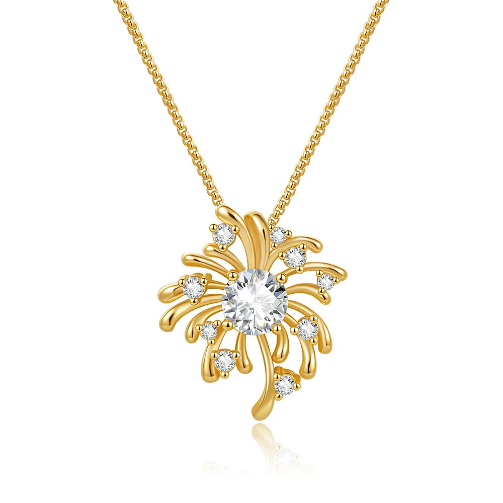

Butterflykiss Flower Pendant Necklace For Women 6.5mm Zircon/Moissanite Inlay 925 Pure Silver Plated 18K Gold Shiny Fine Jewelry