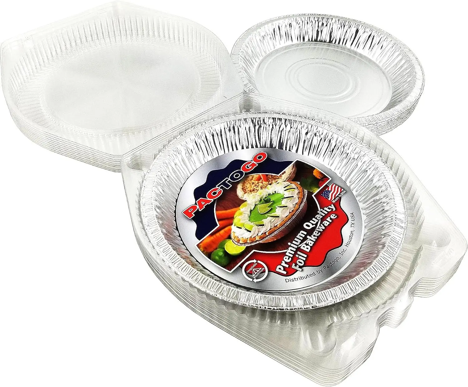Aluminum Foil Pie Pan (Actual Top-Out 9-5/8 Inches - Top-In 8-3/4 Inches - Vertical Depth 1-3/16 Inches) - Disposable Baking Tin