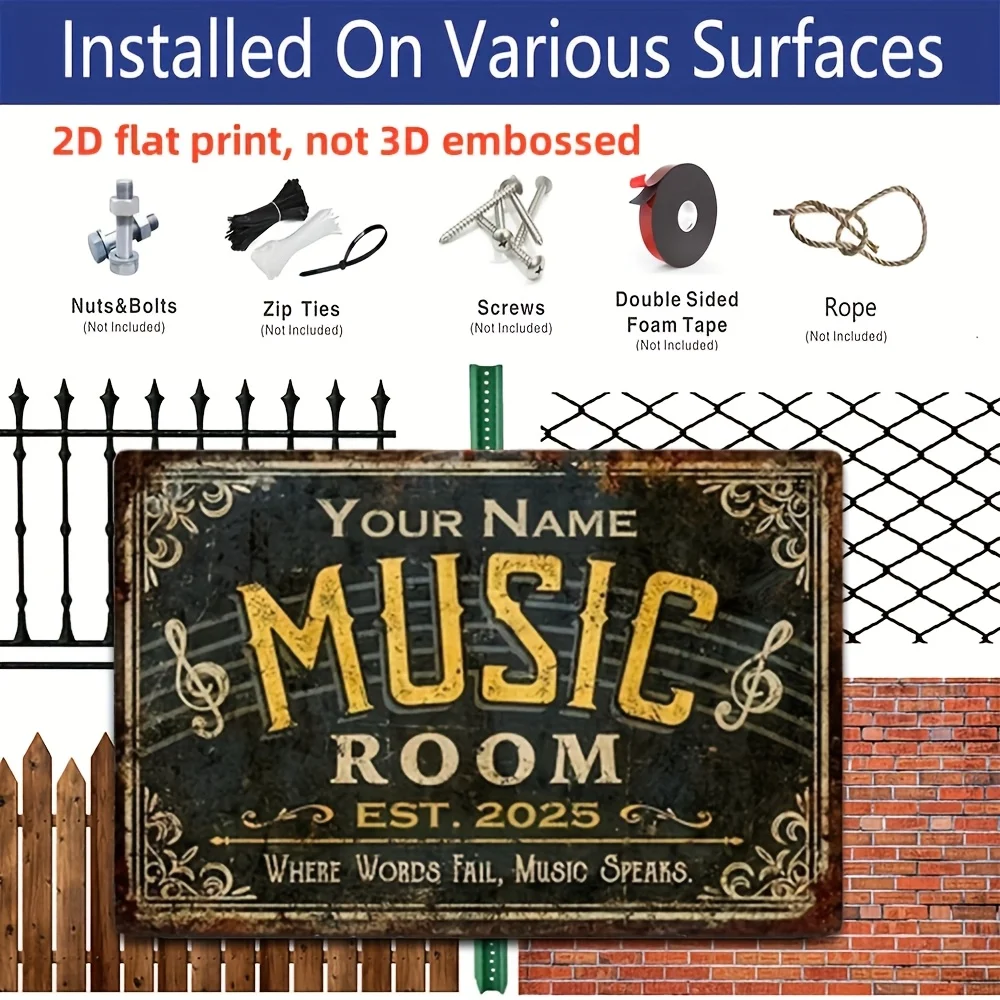 (Customized) Personalized Retro Music Signboards, Suitable for Music Classrooms, Wall Decorations, Homes, Gardens, Bars, Cafes