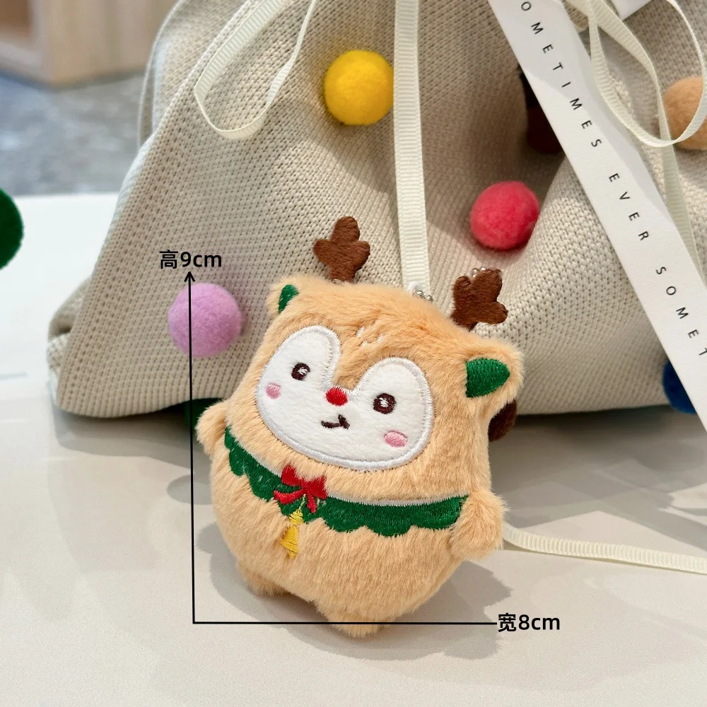 Porte-clés pendentif en peluche du père noël, breloque pour sac à dos Kawaii, décoration de poupée, cadeaux d'arbre de noël, ornement amusant