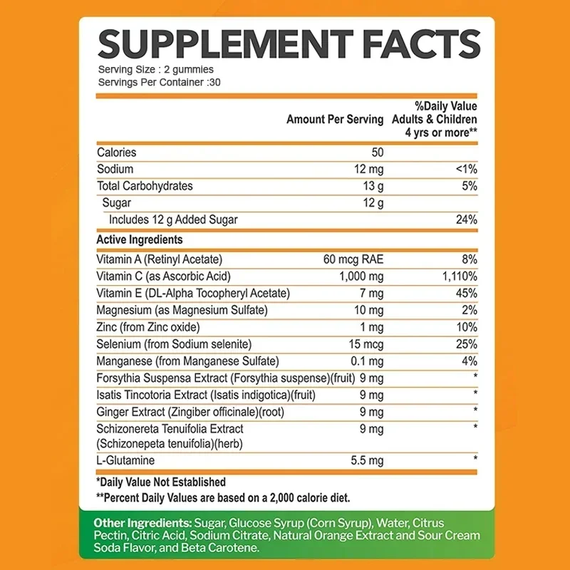 علكة فيتامين C الممتازة - مضادات الأكسدة، توهج البشرة، تعزز إنتاج الكولاجين، تحسين صحة البشرة، وتعزيز الجهاز المناعي