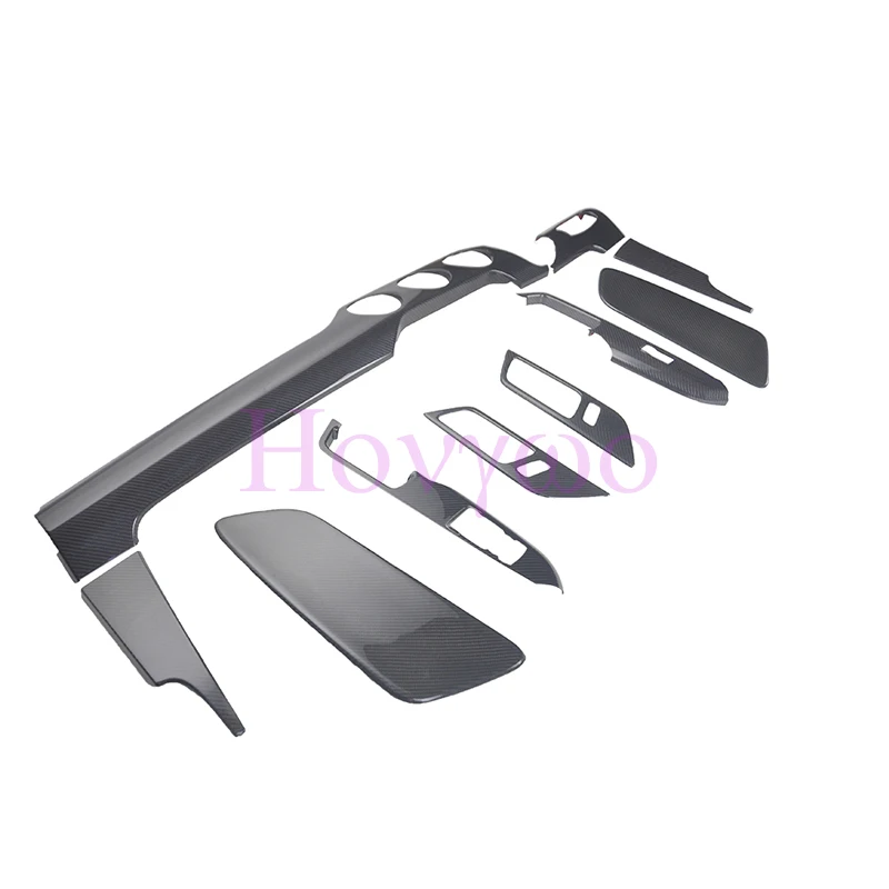 For Ford Mustang 2015-2023 LHD 10pcs Real Dry Carbon Car Interior Dashboard Cover Door Panel Trims