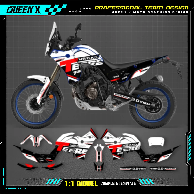 

Queen X MOTOR For YAMAHA TENERE T700 2023-2019 2018 Full Fairing Motorcycle Graphics Decals Stickers Kit 006