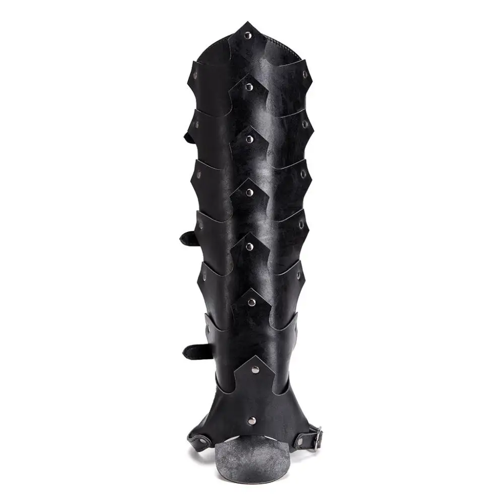 1 Pair Medieval Gothic Steampunk Studded Riding Boot Covers Leg Armor Y2K Futuristic Cyberpunk Style Halloween Cos Accessories