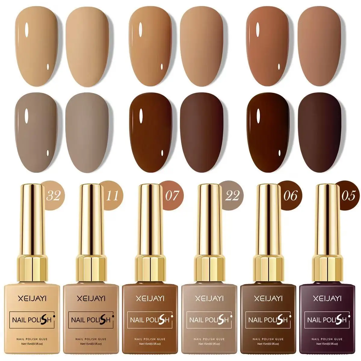 6Pcs Brown Gel Nail Polish Set15ml Gel Polish Hybrid Varnishes Naked Color Is Suitable for All Seasons Nails Art Manicure Soak
