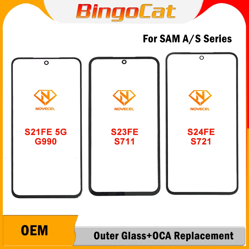 Novecel 5 szt. Szkło z OCA do naprawy ekranu telefonu komórkowego, soczewka szklana do Samsung A06 A56 A16 A17 A07 A15 5G S23FE S22 A52, zamiennik