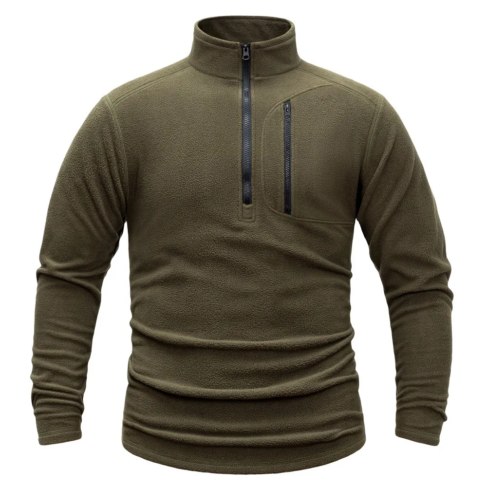 2024 Fleece Hiking Tactical Zipper Hooded Sweatshirt Men's Plus Size Loose Pullover US Size Keep Warm Jacket Sweatshirt