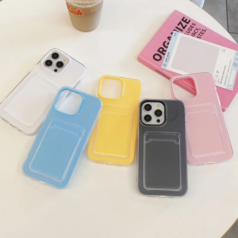 مناسبة آيفون 17/16/115/14/13/12/11 الجلد هلام 2 في 1 بطاقة حزمة حافظة حماية الهاتف