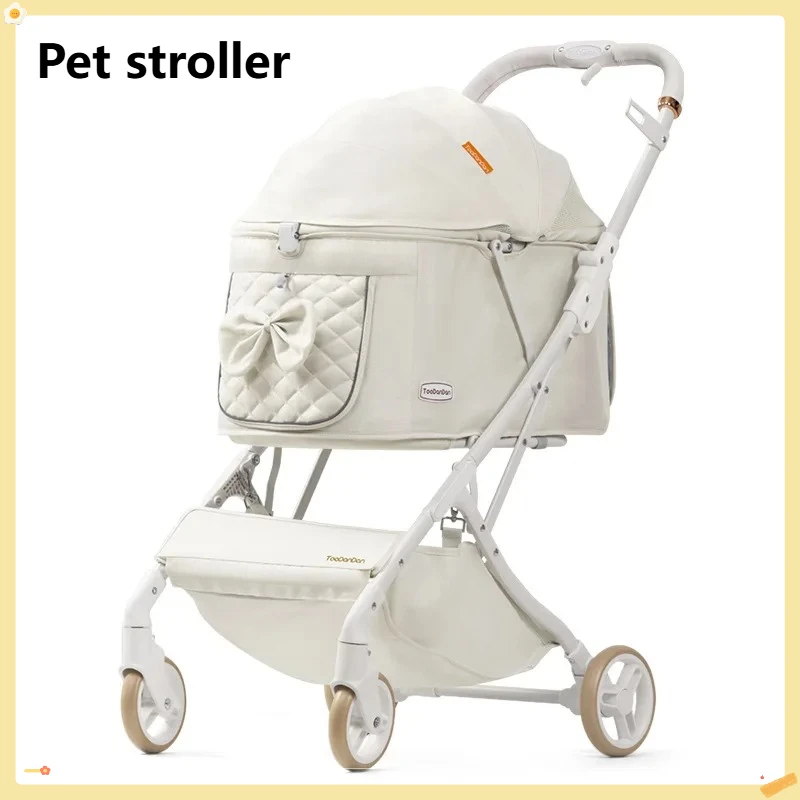 

New Outdoor Pet Stroller Pram One Click Folding Stroller Dog Cat Lightweight Trolley Small Pets Travel Breathable Puppy Supplies