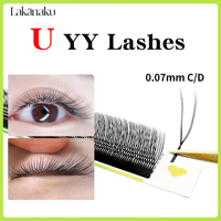 LAKANAKU U-shaped Eyelashes Extensions U YY Lash Shaped Bloom Eye Lashes Natural Super Soft Premade Fan Lash Extensions