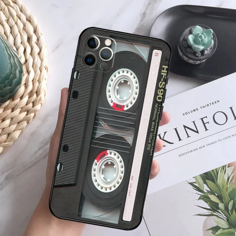 Cassette Tape Phone Case For iPhone 16 Pro 11 12 13 14 15 Pro Max Mini XS X XR 7 8 16 Plus Cover Coque