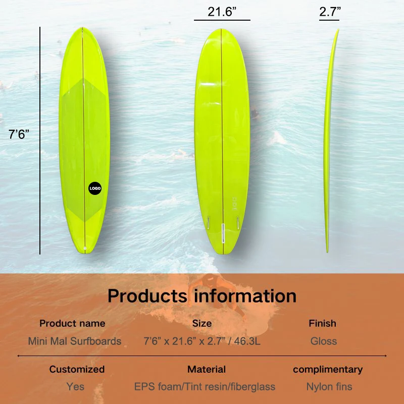 OEM Customizable 7'6 Mid-Length Surfboard High Performance EPS Core for Smooth Riding