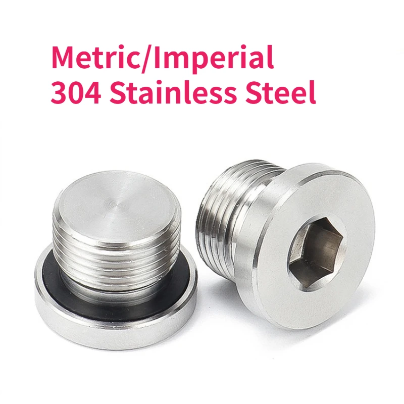 

1 шт. M8-M48 метрическая/императорская нержавеющая сталь 304 Lnner шестиугольная с фланцевой масляной пробкой уплотнительная пробка с наружной резьбой