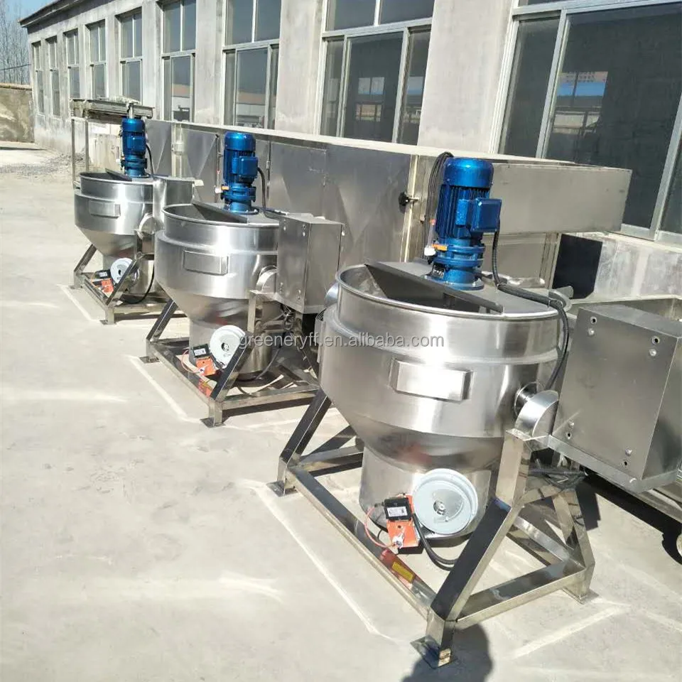 

Industrial Electric Heating Boiling Tank Pot Jacketed Kettle Cooking Machine with Agitator Industrial Cooking