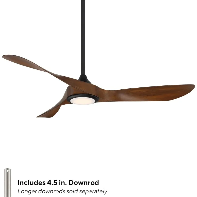 Outdoor 3-Blade Smart Home Ceiling Fan 54in Matte Black Koa with 3000K LED Light Kit and Remote Control