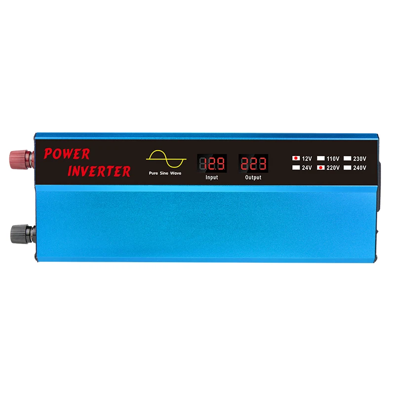 True  2000W  Pure sine wave power inverter DC 12V 24V to AC 110V  220V 230V 2 USB port car charger LCD Display