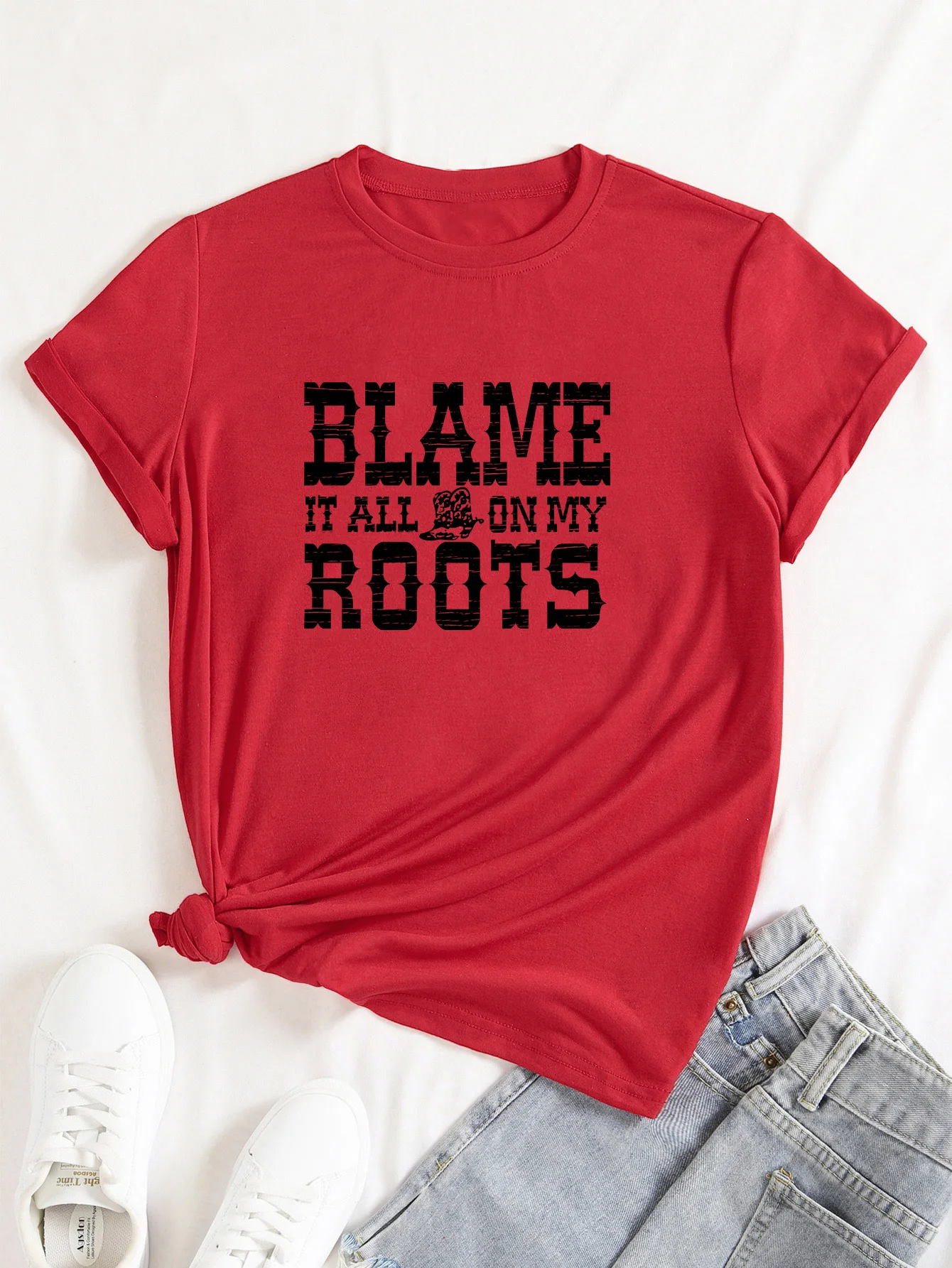 BLAME IT ALL ON MY ROOTS T-shirt Cotton Summer Play tricks fashion unisex Casual Short Sleeve Tee